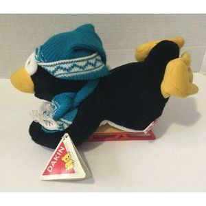 Vintage Dakin Penguin On Sled Plush Stuffed Animal 1988 with Tags